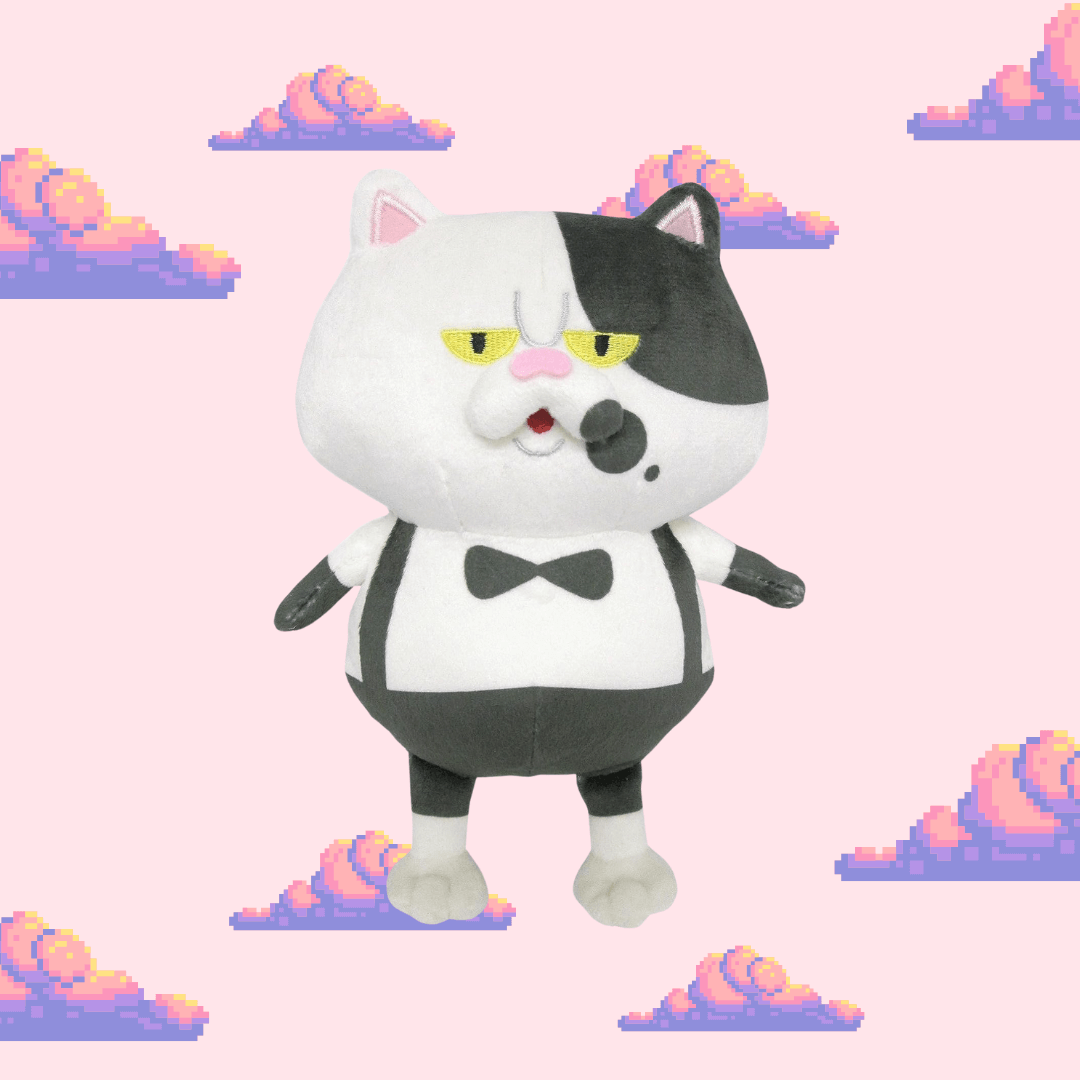 A collectible Judd plush from the Splatoon series, showcasing his distinctive white fur, bright yellow eyes, and fun design, perfect for fans of Splatoon and plush toy enthusiasts.