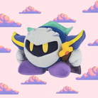 A striking Meta Knight plush from the Kirby series, featuring his blue cape, and mask, perfect for fans of Kirby and plush toy collectors.