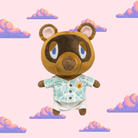 A charming Tom Nook plush from Animal Crossing, showcasing his signature brown raccoon design, friendly smile, and business attire, perfect for Animal Crossing fans and plush toy collectors.